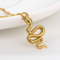 18K Gold Snake Necklace Goth Snake Pendant Necklace For Women Stainless Steel Gold Plated