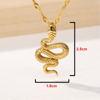 18K Gold Snake Necklace Goth Snake Pendant Necklace For Women Stainless Steel Gold Plated