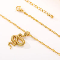 18K Gold Snake Necklace Goth Snake Pendant Necklace For Women Stainless Steel Gold Plated