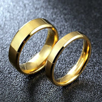 KESLEY Smooth Stainless Steel Couple Rings Gold colour Simple 4MM 6MM Wedding Bands 18K Gold Plated Waterproof Hypoallergenic