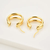 ANDYWEN Spring 925 Sterling Silver Gold Three Circle Big Hoops