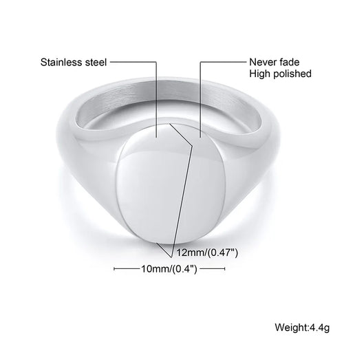 KESLEY Signet Plain Ring for men and women Pinky style ring Stainless Steel Waterproof Elegant