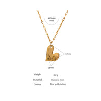 Yhpup Golden Heart Pendant Necklace Trendy Stainless Steel Chain