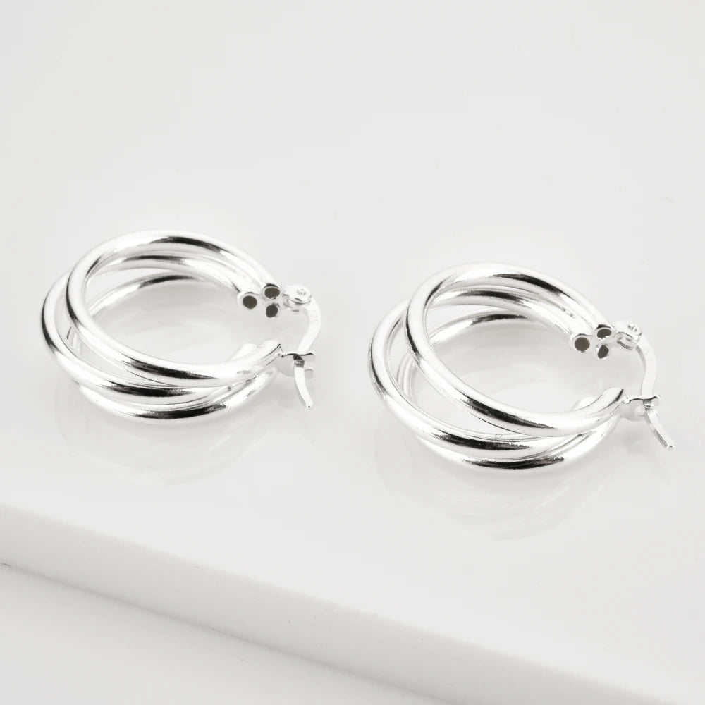 ANDYWEN Spring 925 Sterling Silver Gold Three Circle Big Hoops