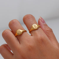 Engraved Flower Ring Waterproof Ring Tarnish Free Stainless Steel 18k Gold Plated Engraving KESLEY