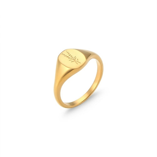 Engraved Flower Ring Waterproof Ring Tarnish Free Stainless Steel 18k Gold Plated Engraving KESLEY