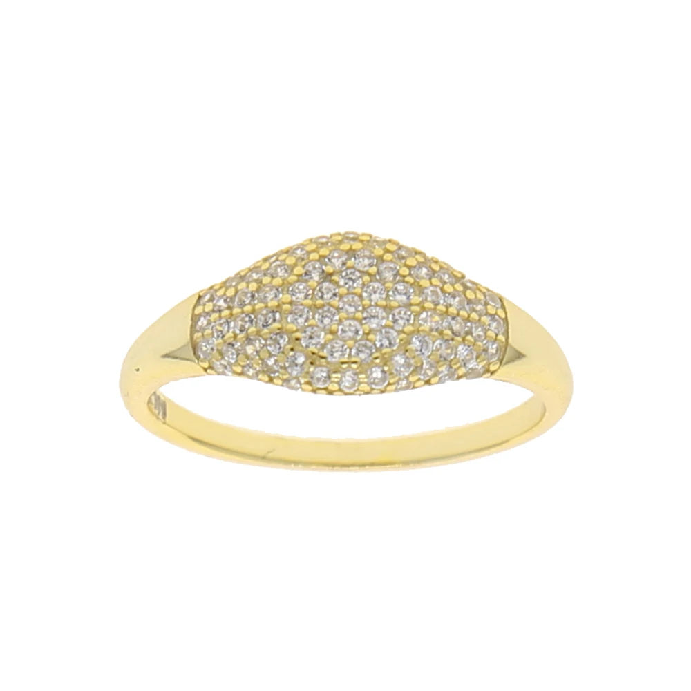 Gold Color Iced Out Micro Pave Clear Cubic Zirconia 925 Sterling