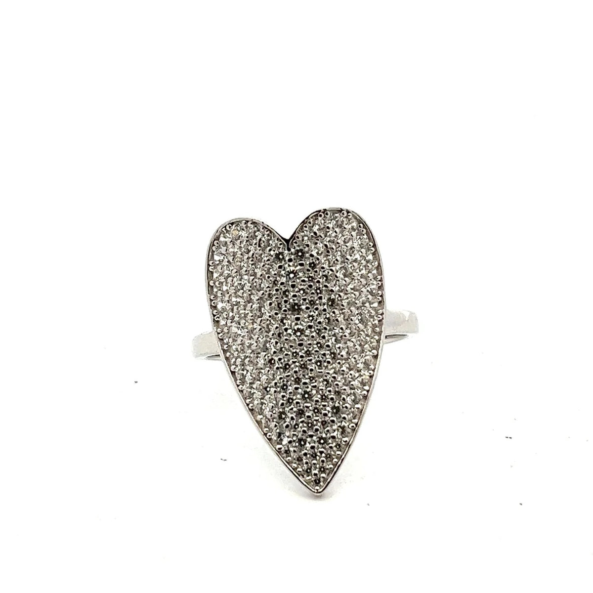 Big Heart Ring 925 Sterling Silver 14K Gold Plated Pave Cubic Zirconia Statement Luxury Jewelry KESLEY