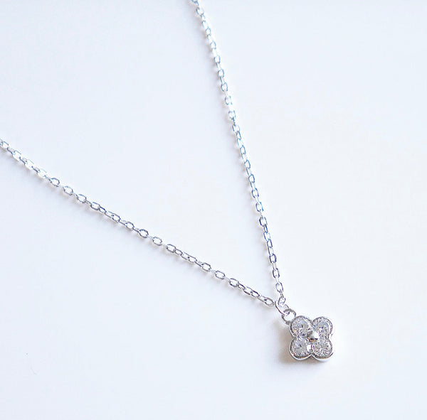 necklace, necklaces, silver necklace, 925 sterling silver, clover necklaces, dainty necklaces, flower necklace, christmas gifts, holiday gifts, anniversary gifts, graduation gifts, jewelry, accessories, fine jewelry, trending on tiktok, dainty necklaces, rhinestone necklaces, dainty rhinestone necklaces, nickel free jewelry, Flower necklace,  flower diamond necklace,  jewelry store in brickell, cute necklaces, popular necklaces, trendy necklaces, cheap jewelry,  Kesley Boutique,