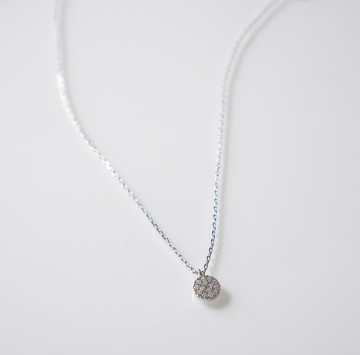 Ocean View Tiny Pave Sparkle Charm Necklace .925 sterling silver