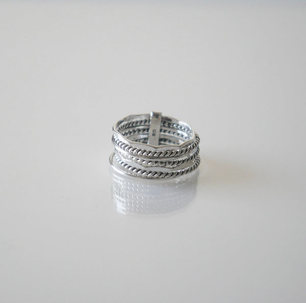 Stacked ring, layered ring, stacked sterling silver ring, wire stack ring, chunky ring, chunky sterling silver ring, long ring, multiple layered ring, jewelry store in Miami, shopping in Miami, things to do in Miami, gifts in Brickell, gift shop in brickell, Kesley Boutique, Girlwith3jobs.com