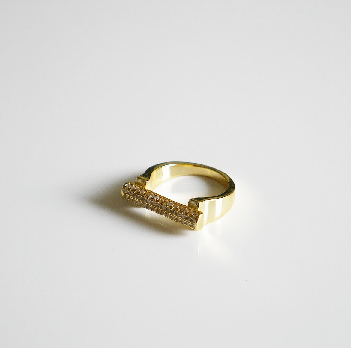 Glamorous Sparkle Golden Pave Bar Ring