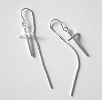 Cross Thread Earrings, Threader .925 Sterling Silver Threader Hypoallergenic Earrings