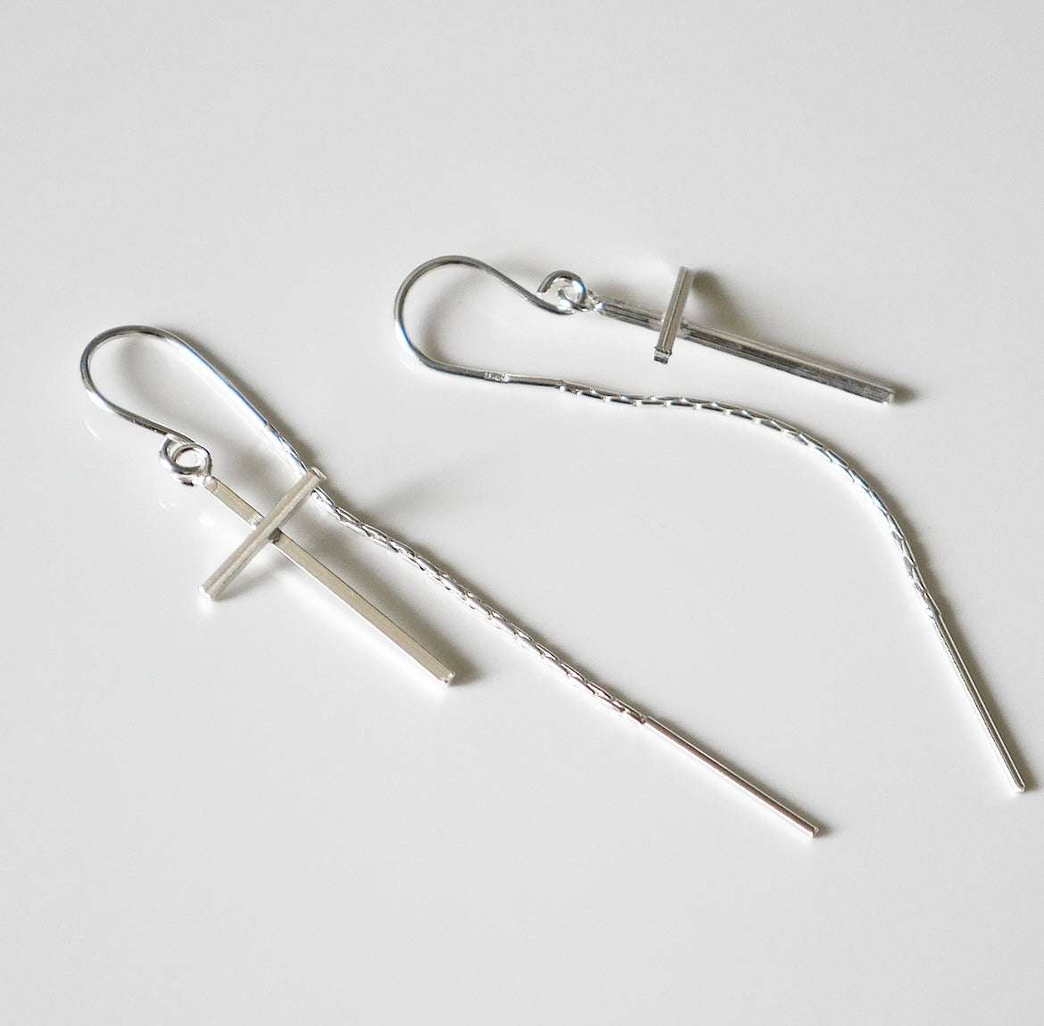 Cross Thread Earrings, Threader .925 Sterling Silver Threader Hypoallergenic Earrings
