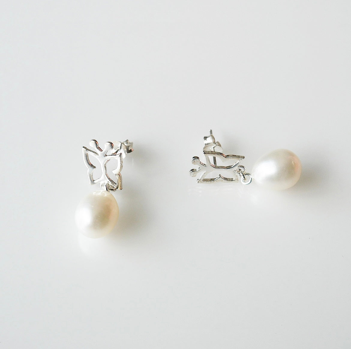 Butterfly Love Pearl .925 Sterling Silver Earrings