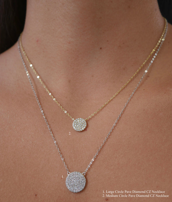Circle Diamond Pave CZ cubic zirconia Necklace Gold Plated .925 Sterling Silver Sparkly dainty jewelry that will not turn green waterproof Kesley Boutique Jewelry Store in Miami  layering Necklaces ideas cool Accessories how to wear jewelry and multiple necklaces famous instagram shops and tiktok brands Unique everyday jewelry Best jewelry store 