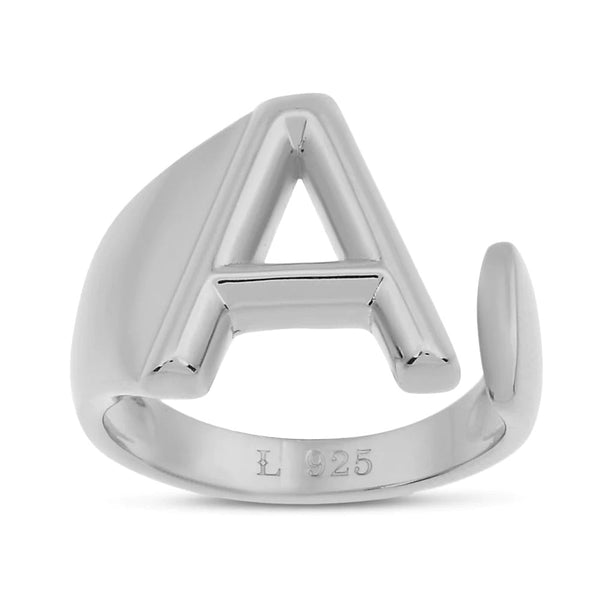 Ring, rings, silver rings, Letter rings, initial rings, Letter A adjustable initial rings waterproof popular bubble letter style ring will not tarnish or turn green, trending jewelry for men and women adjustable rings Kesley Boutique