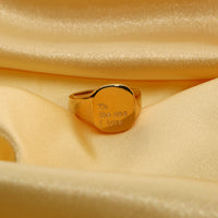 KESLEY New Engraved Letter Inspirational Words Square Ring For Women 18K Gold