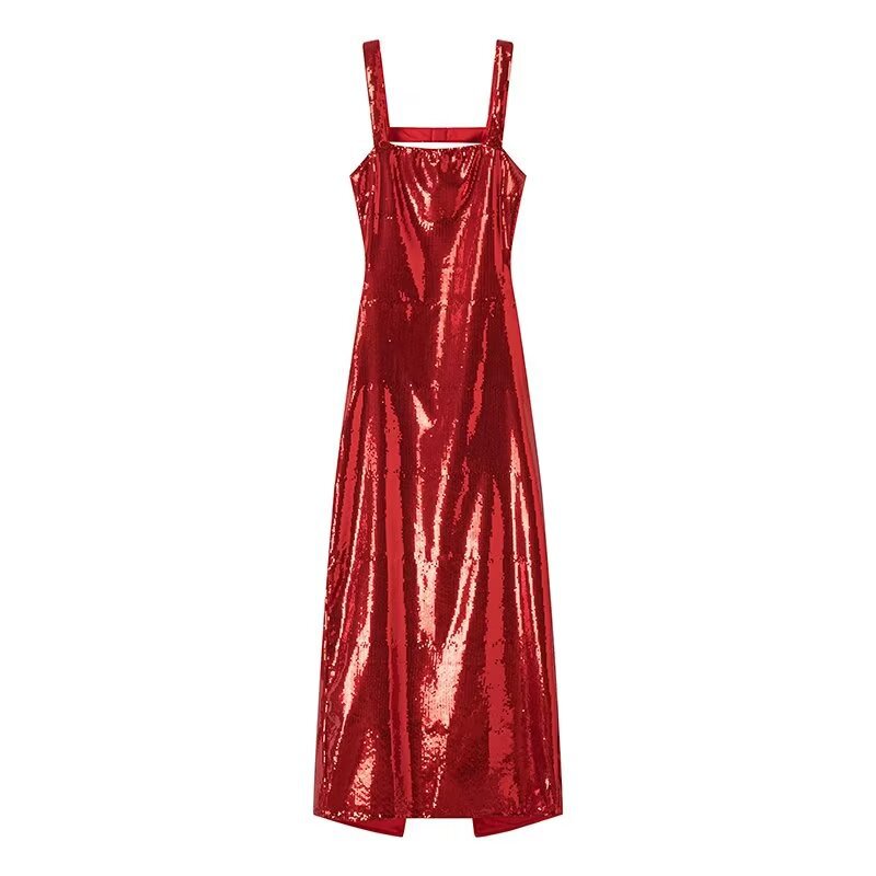 Sequin Backless Long Maxi Dress Women's Sexy Open Back Party Dress