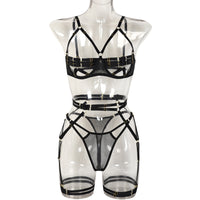 Hollow Out Cutout Sexy Lingerie Push up Sexy Sexy Three-Piece Set