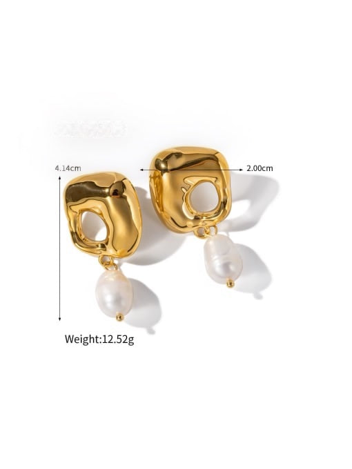Gold Statement Pearl Earrings, 18K Gold Plated Luxury Fashion Earrings