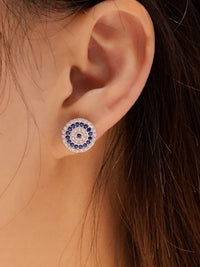 Pink evil eye round earrings with diamond cz -zircon-.925 sterling silver-for sensitive ears, hypo-allergenic, statement evil eye earrings for men and women good lucky earrings and jewelry, protection jewelry and earrings gift ideas black friday designer jewelry sale everyday statement earrings jewelry store in Miami-Brickell-where to shop in Brickell-trending -earrings-popular-sparkly--Kesley-Boutique