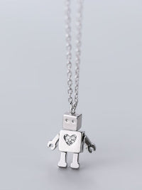 Robot Necklace 925 Sterling Silver Cubic Zirconia Dainty Necklaces Tarnish Free Jewelry KESLEY