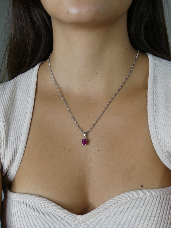 Ruby Precious stone necklace sterling silver .925 waterproof, hypoallergenic, trending on instagram and tiktok famous brands. Gift ideas. everyday ruby necklace Kesley Boutique