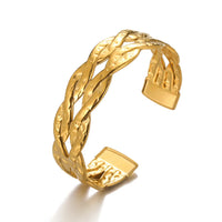 Vintage Smooth Irregular Twist Wide Bracelets For Women Gold Color