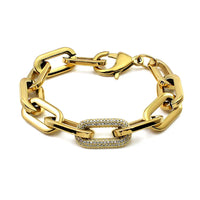 Stainless Steel Link Chain Bracelets for Women Men Crystal Link