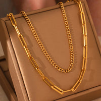 Stainless Steel Necklaces Classic Vintage Paper Clip Multilayer Chain