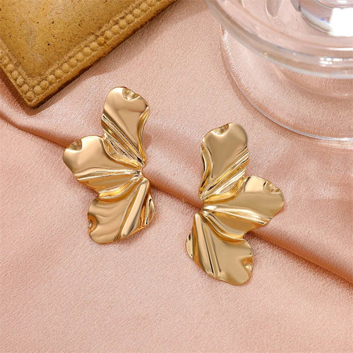 Big Mid Flower Stud Earrings Gold Plated Waterproof Luxury Jewelry KESLEY