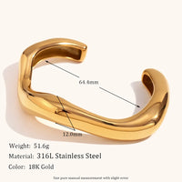 KESLEY Luxurious Vintage Texture Premium Stainless Steel Hard Open Cuff Bracelet New Women's Fashion Waterproof Jewelry