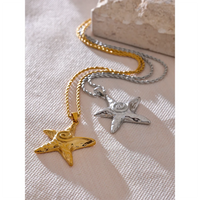 Starfish Pendant Necklace Rust Proof Statement 18K Gold Plated Waterproof Jewelry - KESLEY