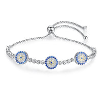 Tongzhe Lucky Evil Eye Tennis Bracelet 925 Sterling Silver Blue Stone