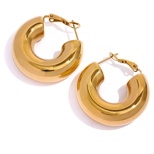 KESLEY  Chunky Hoop Earrings Stainless Steel Golden Minimalist Hoop Earrings Waterproof Hypoallergenic