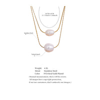 Yhpup Natural Freshwater Pearls Chain Double Layer Overlay Necklace