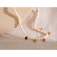 Yhpup Luxury Exquisite Natural Freshwater Pearl Colorful Cubic Zircon