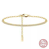 ORSA JEWELS 14K Gold Plated Paperclip Chains Tennis Bracelet For Women