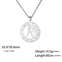 Zodiac Necklaces 12 Constellations Pendants Necklace For Women Men Stainless Steel Jewelry