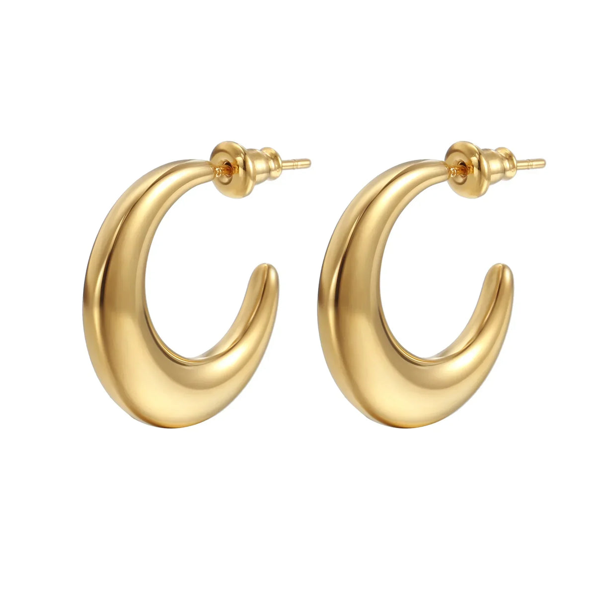 C Hoop Earrings 18k Gold Plated Waterproof Tarnish Free Jewelry KESLEY Medium Size Hoop Earrings