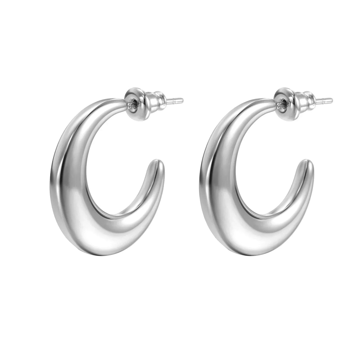 C Hoop Earrings 18k Gold Plated Waterproof Tarnish Free Jewelry KESLEY Medium Size Hoop Earrings