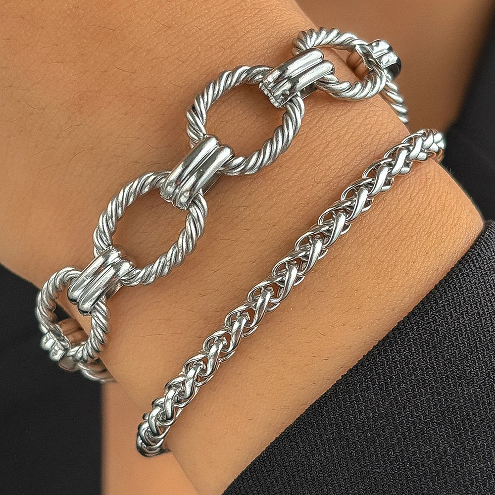 Stainless Steel Bracelet Set Minimalist New Popular Chain Atmospheric