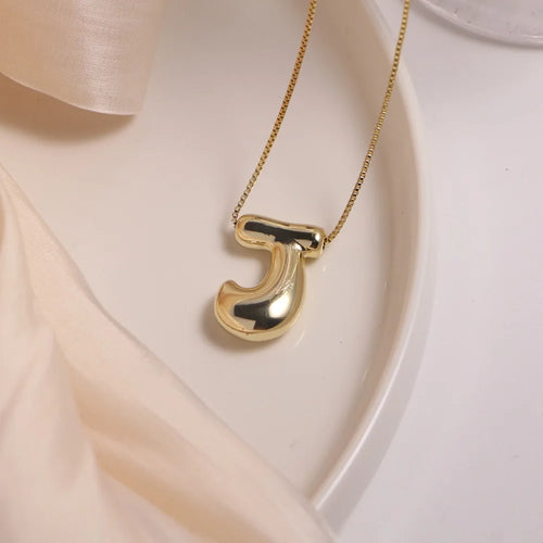 Name Bubble Letter Initial Necklaces Luxury Waterproof Gold Plated Balloon 26 Letter Jewelry Unisex KESLEY