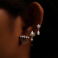 CANNER 1 Pair 925 Sterling Silver Lotus Piercing Threaded Earrings For