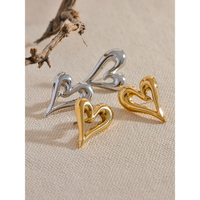 Yhpup 316l Stainless Steel Heart Love Hollow Stud Earrings Prevent