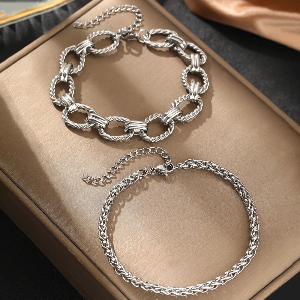 Stainless Steel Bracelet Set Minimalist New Popular Chain Atmospheric