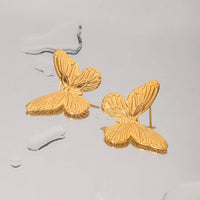 Butterfly Stud Earrings KESLEY 18K Gold Color Stainless Steel Butterfly  Earrings Waterproof Jewelry