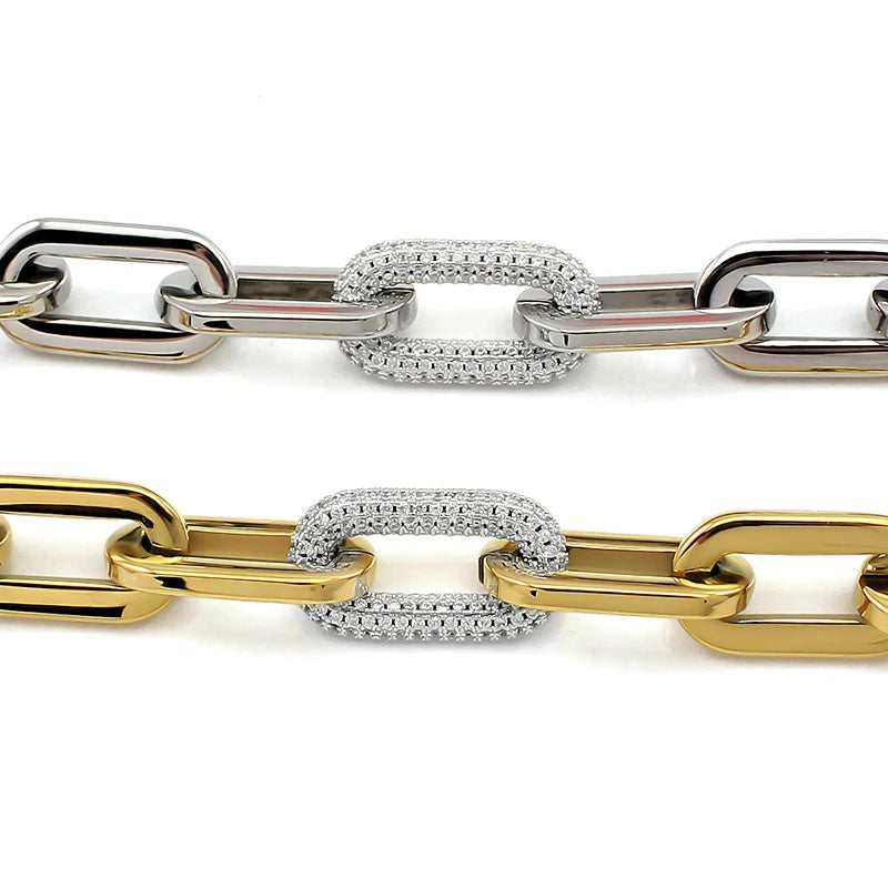 Chunky Paperclip Bracelet Surgical Steel Link Chain 18K Gold Plated Waterproof Bracelet KESLEY