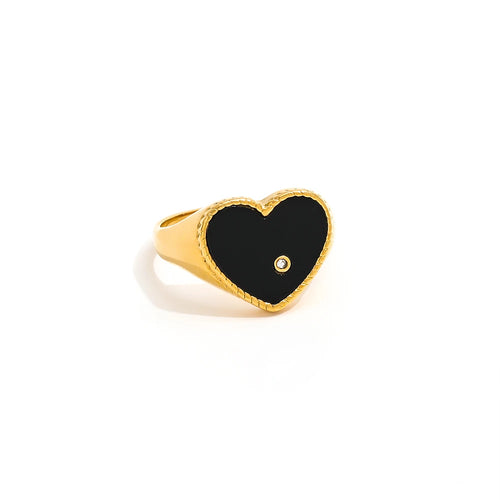 Heart Ring Gold Plated Waterproof Tarnish Free Hypoallergenic KESLEY Jewelry Enamel Color
